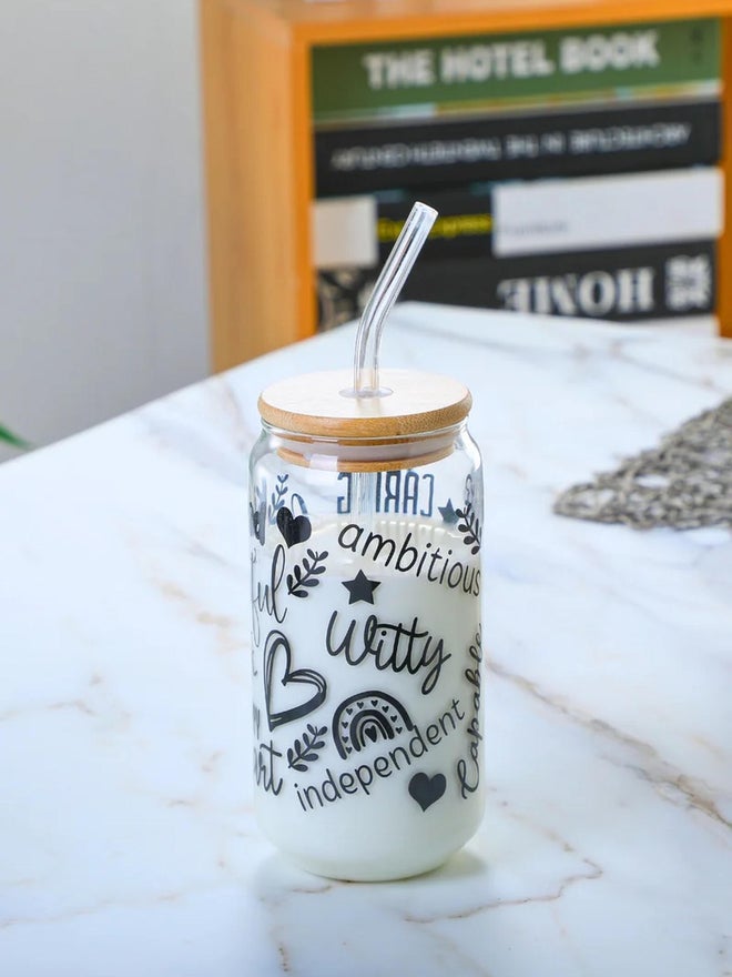 1CHASE Set of 2 - Positive Quote Sipper Glass 350ml - Image 4